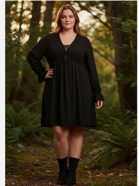 Torrid Mini Gauze Lace Up Skater Dress